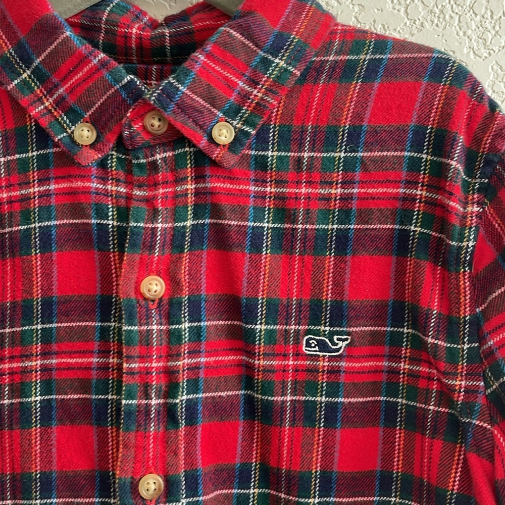 Vineyard Vines Kids Red Green Plaid Button-Down Shirt
